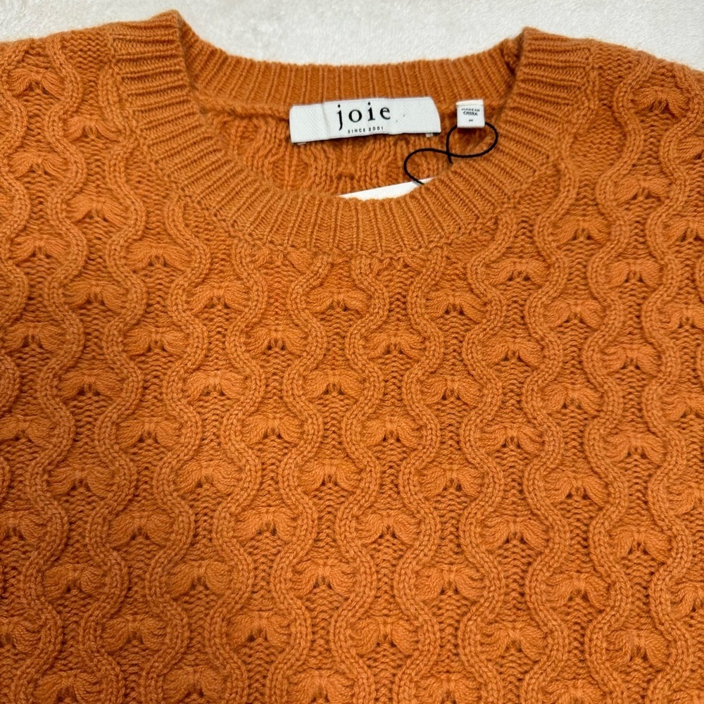 NWT New $298 Joie Roland Crew Neck Orange Wool Cashmere Sweater Size M - Picture 10 of 11